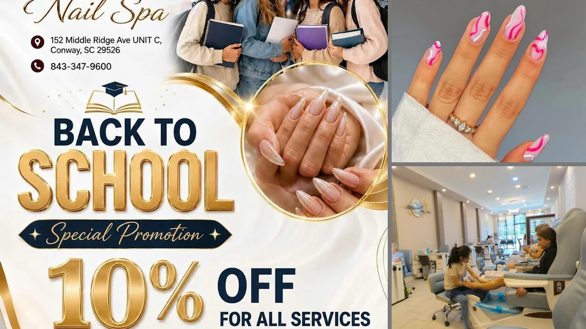 Clean nail stations with polish displays